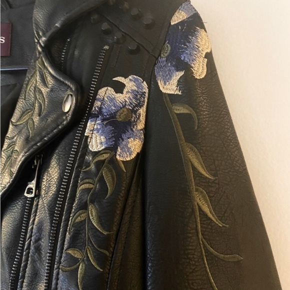 Vigoss Embroidered Floral Leather Jacket, Small, Black/Multi NWOT - Picture 6 of 11